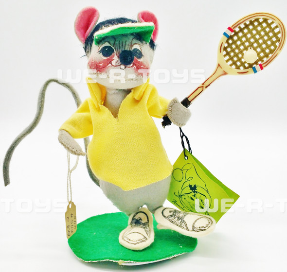 Annalee Mobilitee 1974 Vintage Gray Tennis Mouse Wired Doll With Tag White Ball
