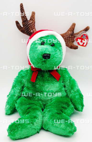 Ty Beanie Buddy Holiday Teddy Green Reindeer Bear Plush Toy 2003