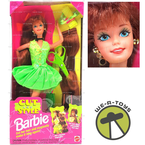 Barbie Cut and Style Barbie Brunette Doll Green Dress 1994 Mattel #12644