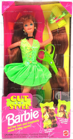 Barbie Cut and Style Barbie Brunette Doll Green Dress 1994 Mattel #12644