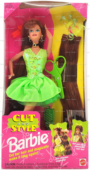 Barbie Cut and Style Barbie Brunette Doll Green Dress 1994 Mattel #12644
