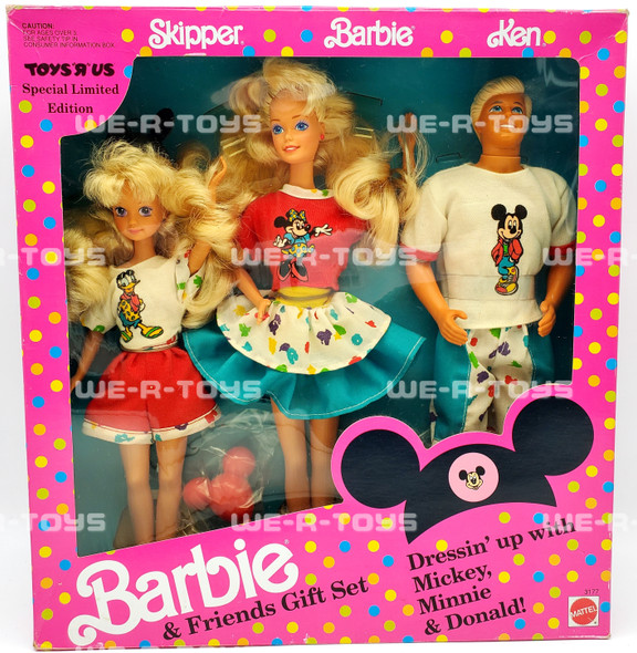 Barbie & Friends Gift Set Mickey Minnie Donald Ken Barbie Skipper Dolls NRFB