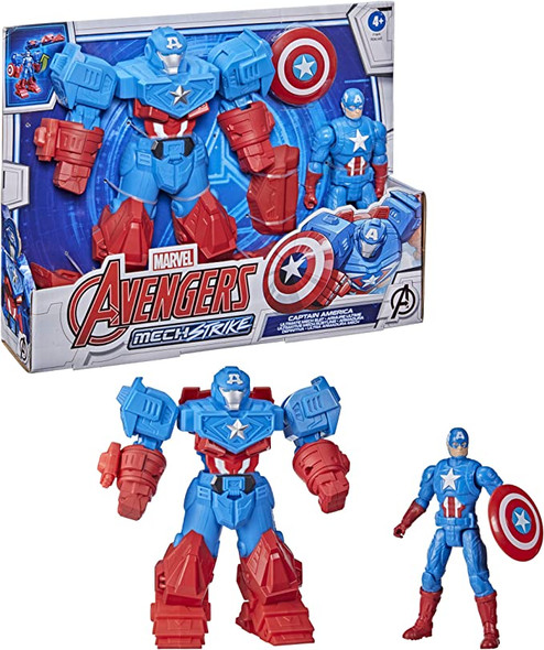 Marvel Avengers Mech Strike Deluxe Action Figures 8 in Captain America Mech Suit