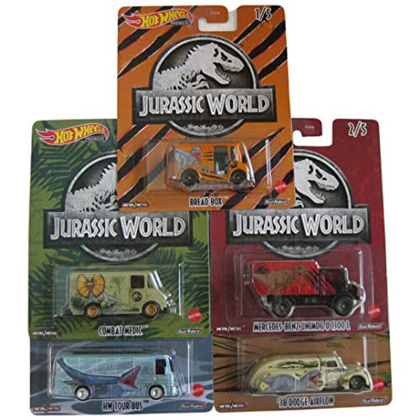 Hot Wheels Jurassic World 2022 Premium Pop Culture Complete 5 Car Diecast Set