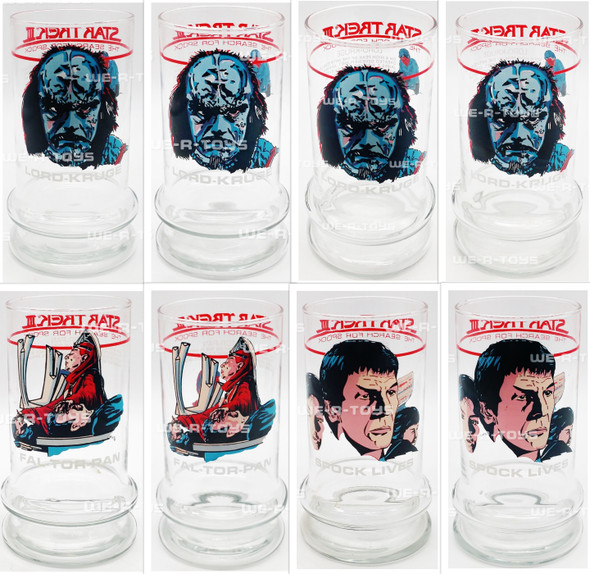 Taco Bell Lot of 8 Star Trek The Search For Spock Collectible Glasses 1984