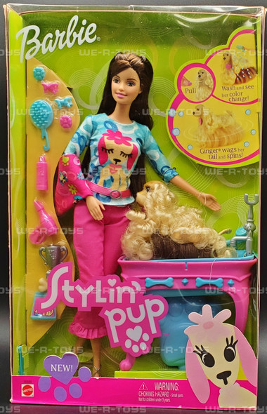Barbie Stylin' Pup Doll & Color Changing Dog Grooming Set 2002 Mattel 56686 NRFB