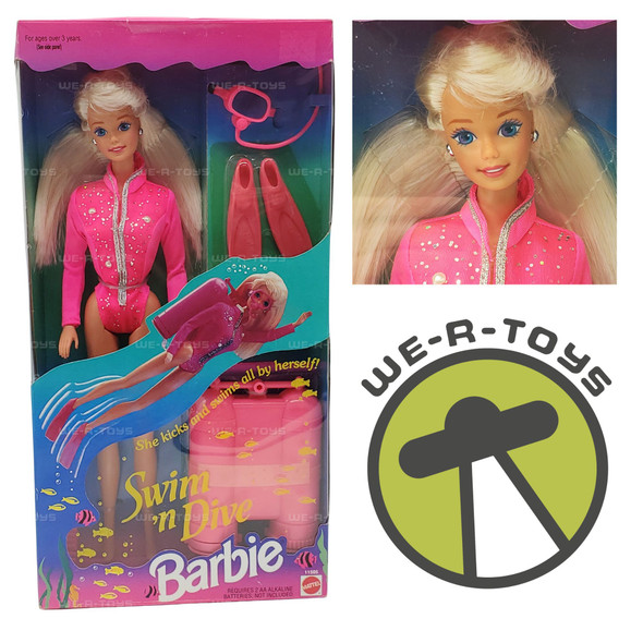 Barbie Swim 'n Dive Barbie Doll 1993 Mattel #11505 With Swim Accessories