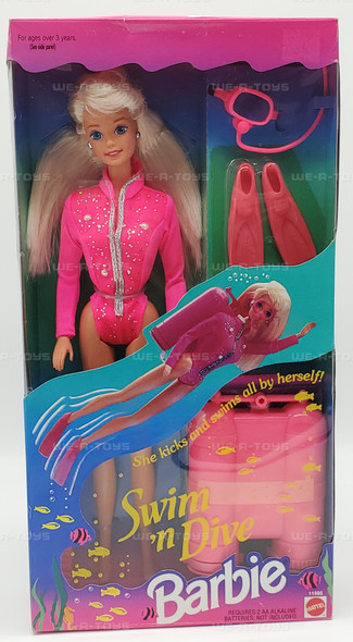 Barbie Swim 'n Dive Barbie Doll 1993 Mattel #11505 With Swim Accessories