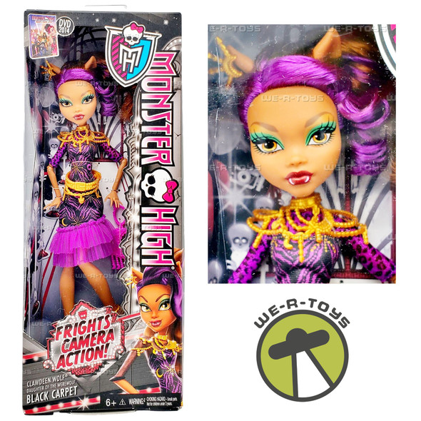 Monster High Frights Camera Action Black Carpet Clawdeen Wolf Doll Mattel BDF26