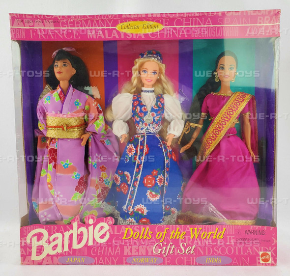 Barbie Dolls of the World Norwegian Japanese & Indian 3 Doll Gift