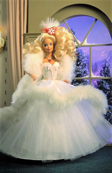 1989 Happy Holidays Barbie Doll with Snowflake Ornament Mattel 3523