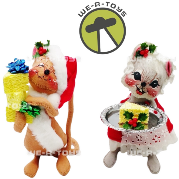 Annalee Mobilitee Dolls Lot of 2 Christmas Mice With Cheese 7" Dolls USED