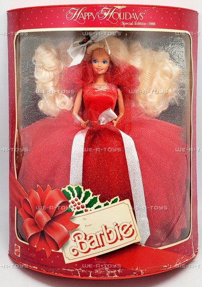 Barbie Happy Holidays Doll 1988 Special Edition Blonde In Red Dress Mattel #1703