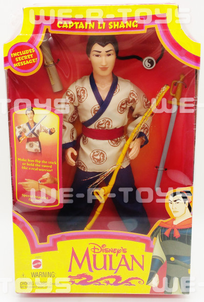 Disney's Mulan Captain Li Shang Doll With Secret Message 1997 Mattel #18897 NRFB