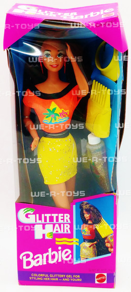 Barbie Glitter Hair Brunette Doll 1993 Mattel 10966 NRFB