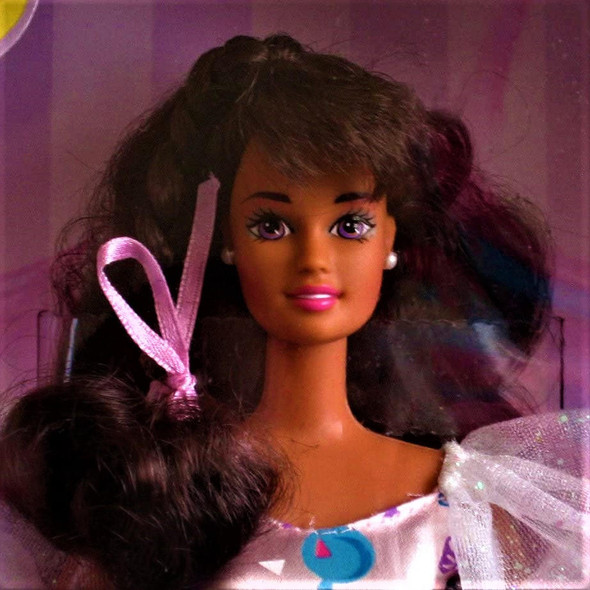 Barbie Birthday Barbie Doll Brunette Balloon Dress 1996 Mattel #16000 