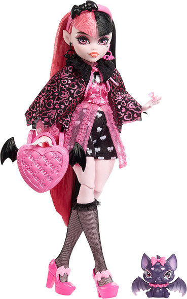Monster High Doll, Draculaura with Accessories and Pet Bat, Posable Fashion Doll with Pink and Black Hair​​​​