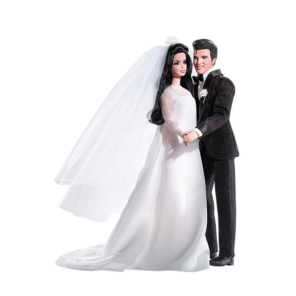Elvis and Priscilla Barbie Doll and Elvis Wedding Day Gift Set Pink Label 2008