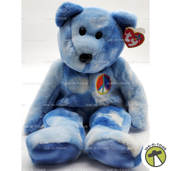 Ty Beanie Buddies Blue Peace Bear Plush Toy 2003