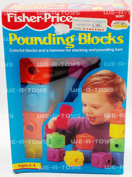 Fisher-Price Colorful Blocks Toy W/ Hammer FP 1990 #2027 Ages 2 to 4