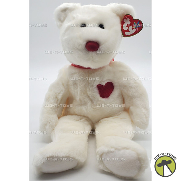 Ty Beanie Buddy Valentino the White Valentine Bear 13" Plush Toy With Tag