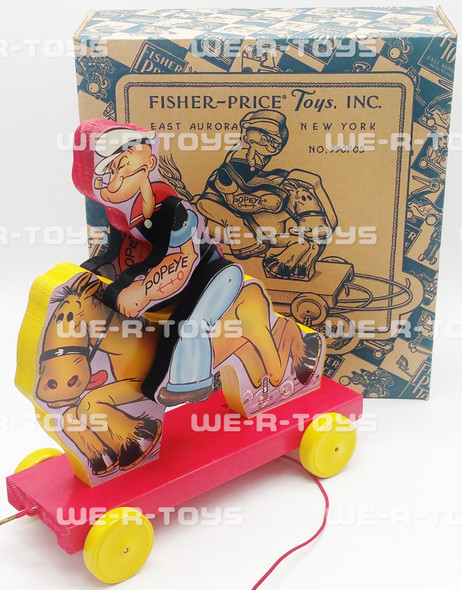 Fisher-Price Popeye Cowboy Pull Toy Blue Box 1999 No. 990705 Made In U.S.A. NEW