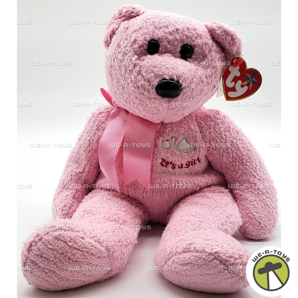 Ty Beanie Buddies It's a Girl Pink Bear 14" Plush 2002