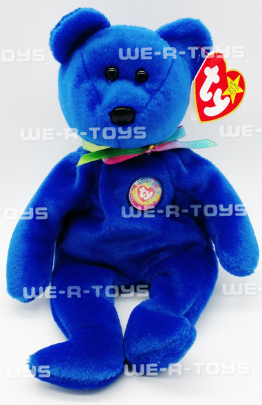 Ty Beanie Baby Blue Clubby the B.B.O.C. Bear Plush Toy 1998 With Tag & Case NEW