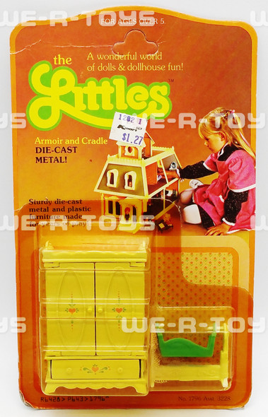 The Littles Armoire and Cradle Furniture Die-Cast Plastic Mattel 1980 #1796 NEW