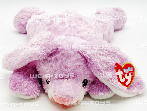 Ty Baby Rattle Pillow Pals Huggybunny Lavender 12" Plush Toy W/ Tag 2001 NEW