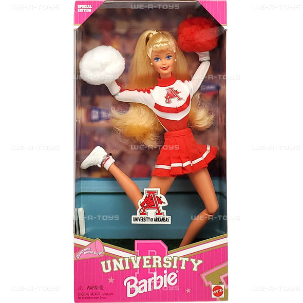 University Barbie Arkansas Razorbacks Cheerleader Doll Special Edition 1996