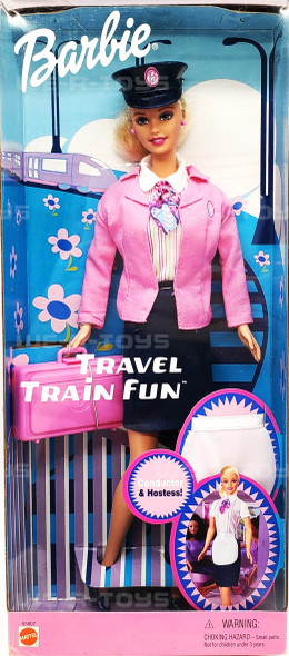 Travel Train Fun Barbie Doll with Carry On Bag and Apron 2001 Mattel 55807