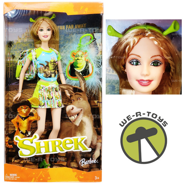 Dreamworks Shrek Barbie Doll with Backpack and Shrek Keychain 2004 Mattel H1703