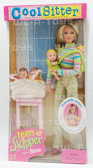 Cool Sitter Teen Skipper Barbie Doll with 4 Babies Quadruplets 1998