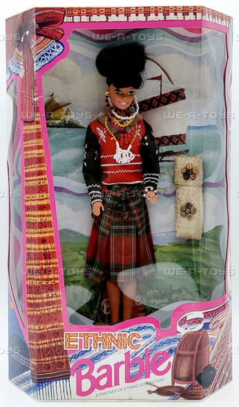 Ethnic Barbie Filipina Doll Red Dress With Black Sleeves 1994 Mattel 61369