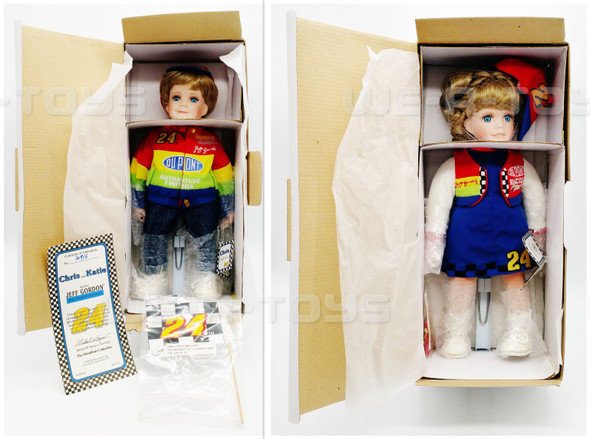 The Hamilton Collection Jeff Gordon Fans Chris and Katie Dolls 1998 NEW