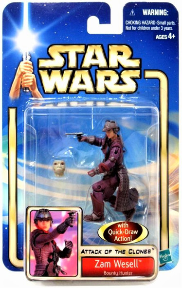 Star Wars Attack of the Clones Zam Wesell Bounty Hunter Action Figure Hasbro
