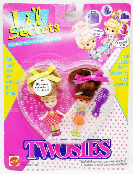 Li'l Secrets Mini Twosies Green, Purple, & Orange Dolls Mattel 1995 #69073 NEW