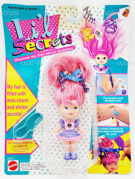 Li'l Secrets Pink Sparkly Hair Doll Mattel 1993 #69003 NEW