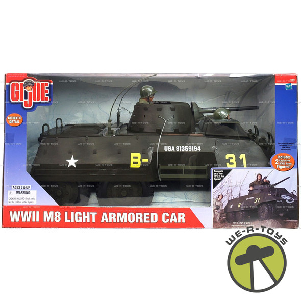 GI Joe WWII M8 Light Armored Car & 2 Army Action Figures 2001 Hasbro #53406