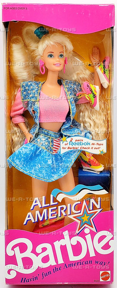 Barbie All American Acid Wash Over Skirt & Pink Crop Top