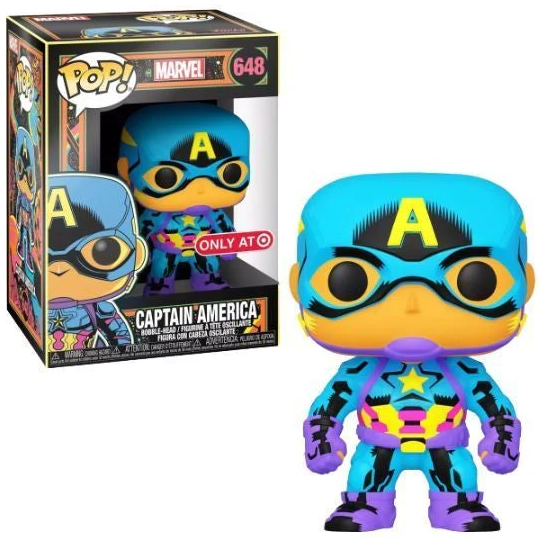 Funko Pop! 648 Marvel Blacklight Captain America Bobble-Head Target Exclusive