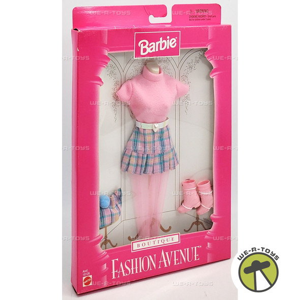 Barbie Fashion Avenue Boutique 18126 Pink Top & Plaid Skirt and Hat Outfit