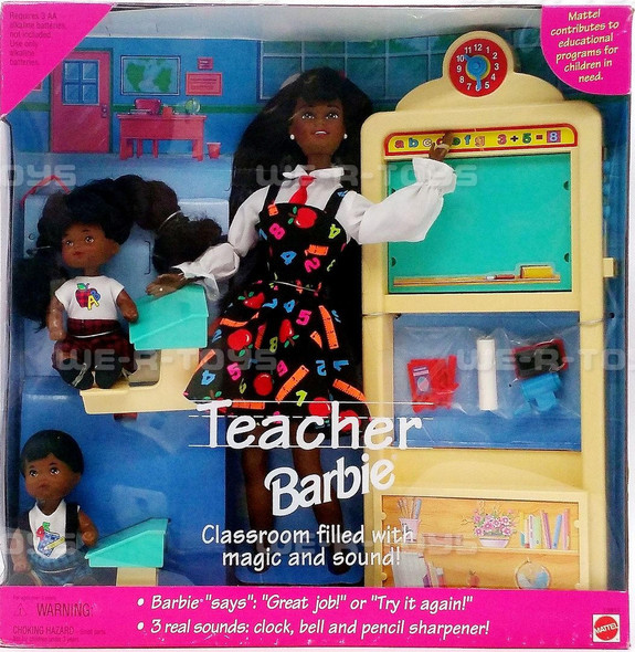 Barbie Teacher Barbie African American Doll w/ 2 Students Recalled Mattel 1995 #13915