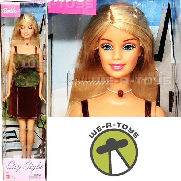 Barbie City Style Doll Brown & Green Outfit 2003 Mattel #C6341 NEW