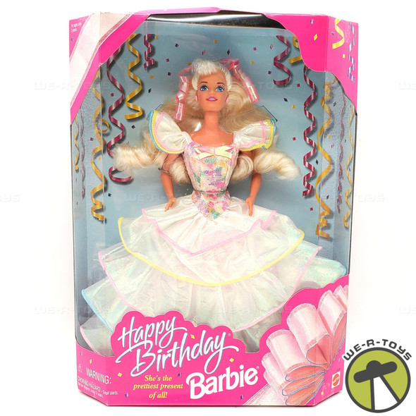 Happy Birthday Barbie Doll 1995 She's The Prettiest Present of All Mattel #14649