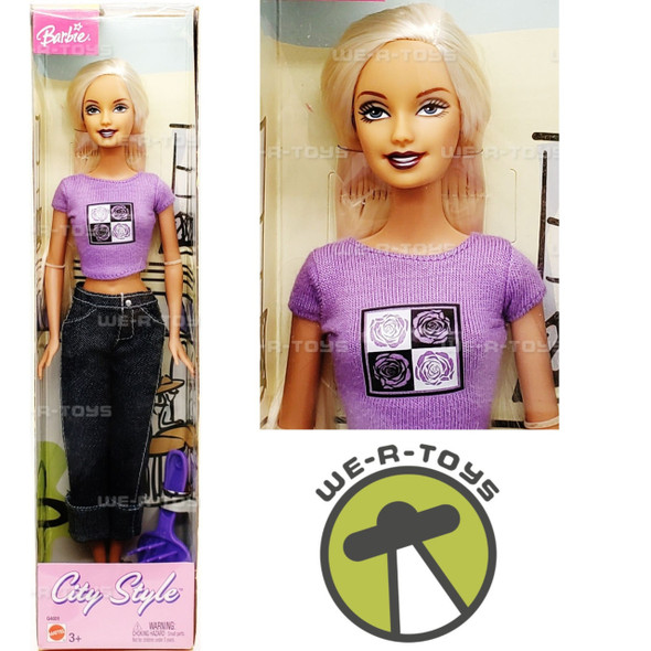 Barbie City Style Doll Purple T-shirt 2003 Mattel #G4601 NEW