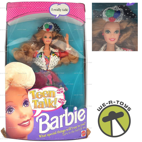 Barbie Teen Talk Doll I Really Talk Curly Blonde Black Hat 1991 Mattel #5745