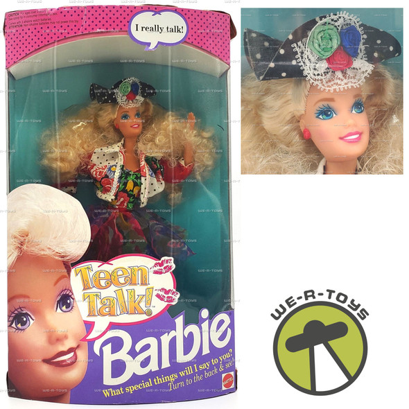 Barbie Teen Talk Doll Blonde Hair Black Hat 1991 Mattel #5745