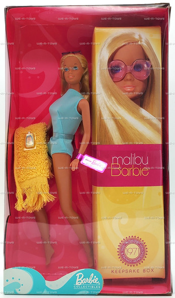 Malibu Barbie Doll 1971 Reproduction & Keepsake Box Blonde 2001 Mattel #56061